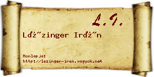Lézinger Irén névjegykártya